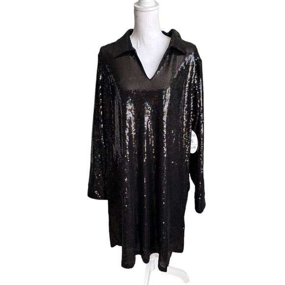 Scoop Black Sequins Collar Shirt Dress Size XXL (20) - Picture 4 of 17